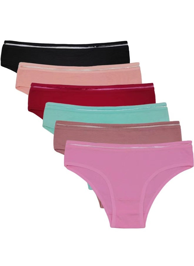 Zeemey - Zeemey 6-Piece Cotton Breathable Panties Low Waist Fashionable Ladies Panties - Image 1