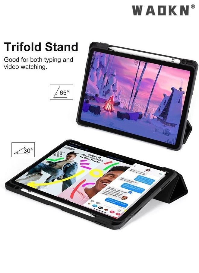 IAF Pro Case for iPad 10th Gen Case with Pencil Holder 2022 iPad 10.9 Inch Case, Clear Transparent Back Shell Trifold Protective Cases Shockproof Cover for 2022 iPad 10th Gen A2696 A2757 A2777 -Black - Image 2