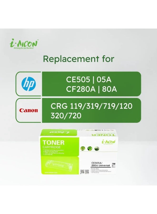 i-AICON Universal Black Laser Toner Cartridge Compatible Canon HP CE505A CF280A - Image 4