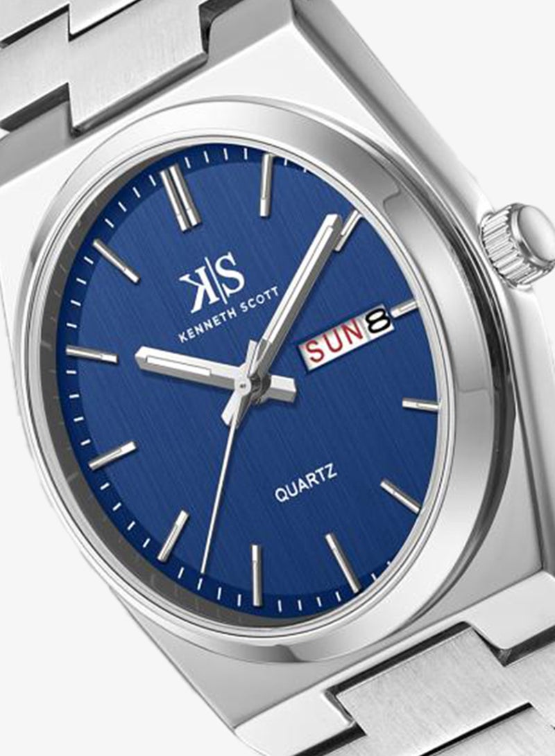 Kenneth Scott K24011-SBSN Men's Analog Display Watch & Stainless Steel Strap Silver - Image 4