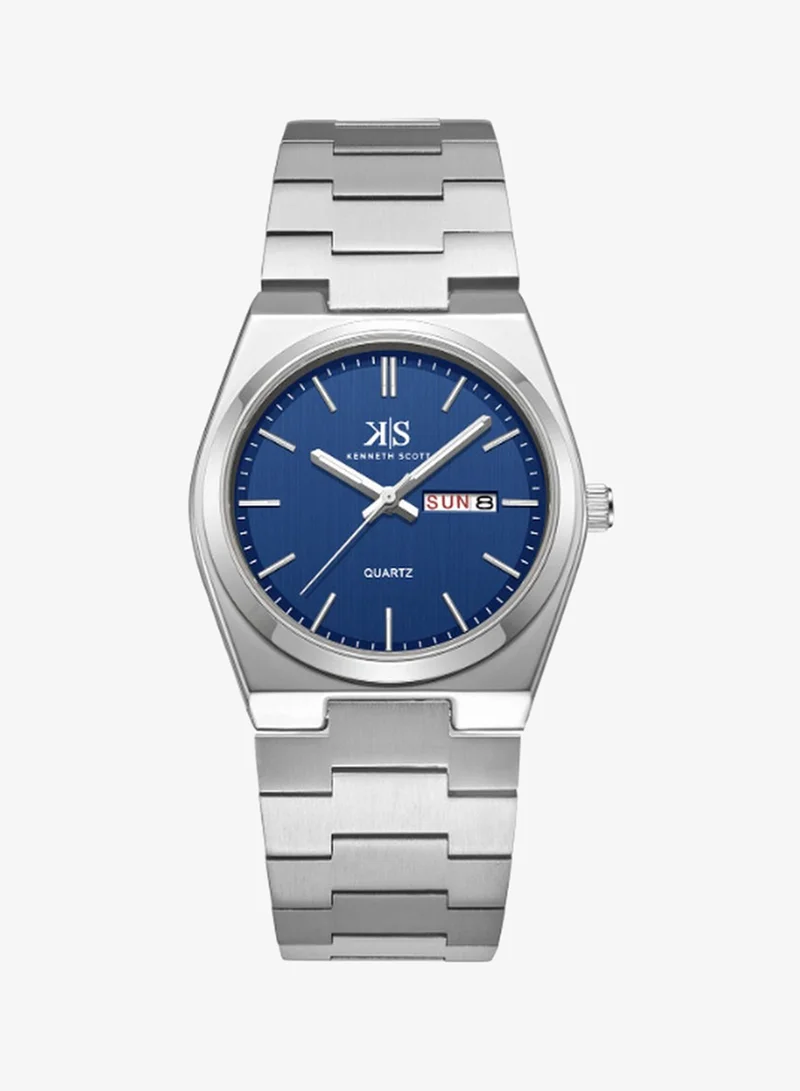 KENNETH SCOTT Kenneth Scott K24011-SBSN Men's Analog Display Watch & Stainless Steel Strap Silver