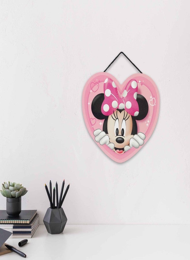 Open Road Brands Disney Minnie Mouse Heart Hanging Wood Sign - Cute Pink Minnie Mouse Wall Decor for Kids' Bedroom or Nursery - Image 5