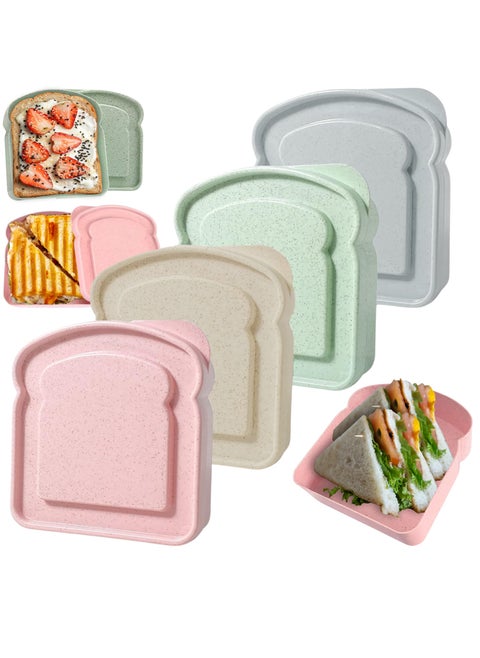 [4 PCS] Sandwich Boxes Toast Shape Lunch Box Containers Sandwhich Boxes Box Containers Bread boxes Lunch Boxes Lunch Containers Food Safe Microwave Safe Freezer Safe