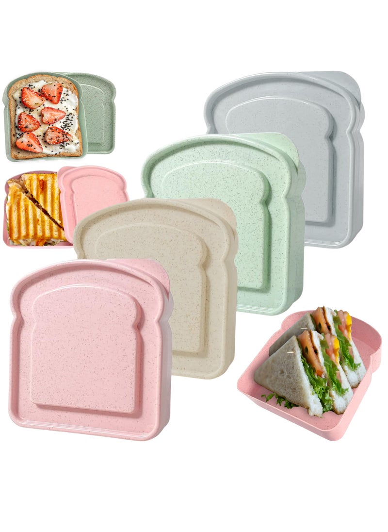 HYFY - [4 PCS] Sandwich Boxes Toast Shape Lunch Box Containers Sandwhich Boxes Box Containers Bread boxes Lunch Boxes Lunch Containers Food Safe Microwave Safe Freezer Safe - Image 1
