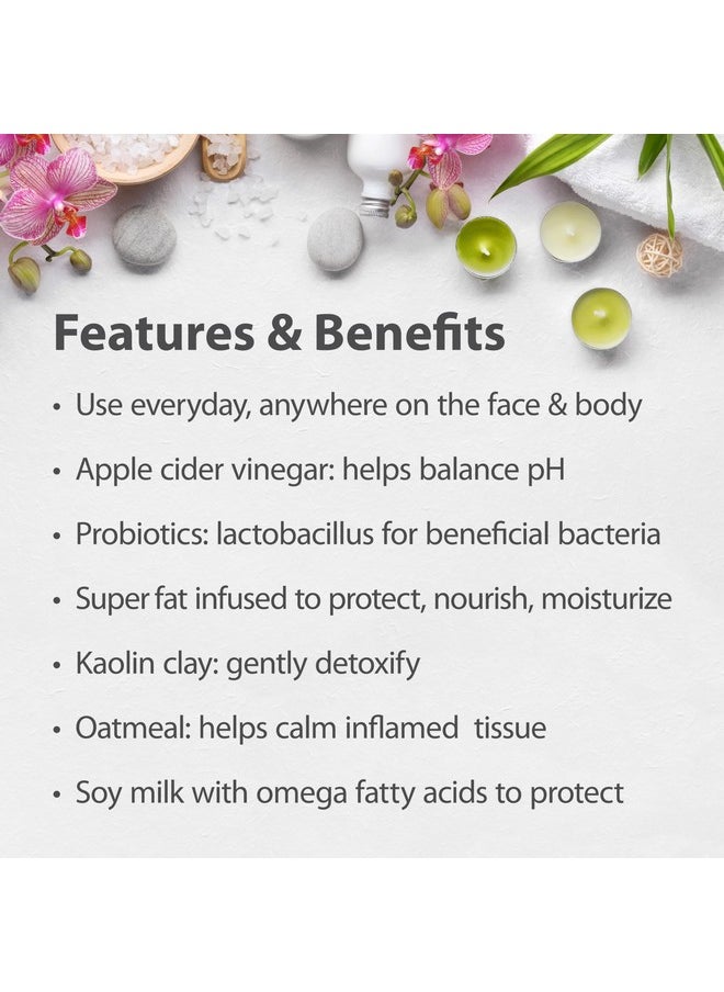 ONE WITH NATURE One With Nature Feminine Cleansing Bar 3Pack 3.5Oz - Fragrance-Free Feminine Soap Bar, Probiotics, Apple Cider Vinegar, Omega Fatty Acids, Oatmeal, Pure, Gentle Cleansing Bar for All Skin, Face, Body  - Image 2
