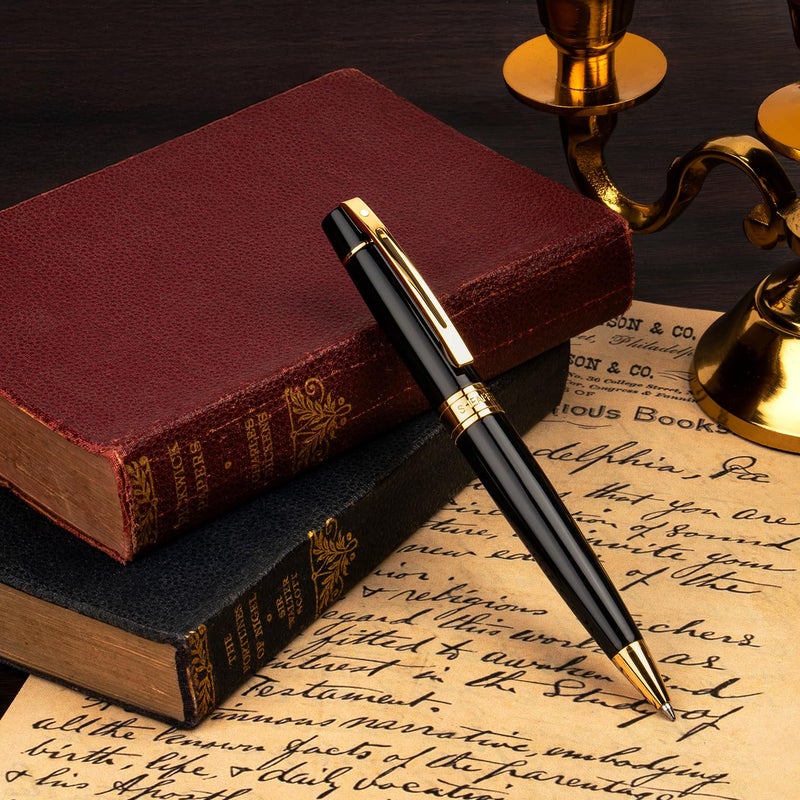 SHEAFFER Pen Sheaffer 300 E9325 Glossy Black With Gold Tone Trims Bp With A5 Notebook In Black Giftbox - Image 2