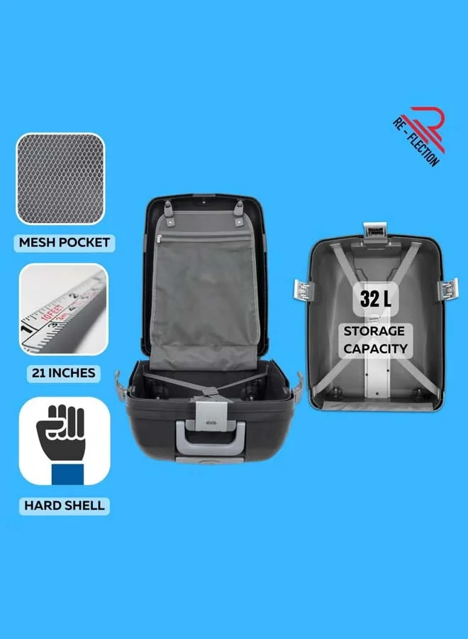 Reflection REFLECTION Hard Luggage, Trolley Bag with PP Plastic Body with Soft 3 Level Adjustable Handle, Grey, 53 cm
