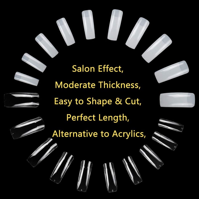 Yokilly 1000PCS Square Nail Tips for Acrylic Nails Professional, Fake Clear Natural Acrylic Short Square French Artificial False Tips Half Cover for Manicure Salon Home - Image 5