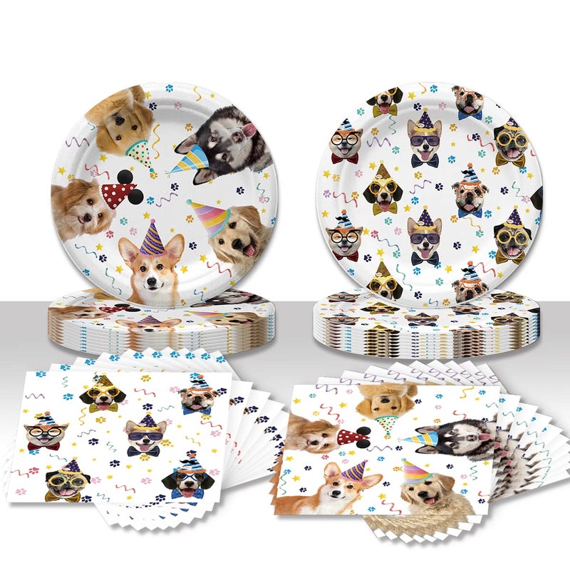 KHAIVI 40PCS Dog Birthday Party Supplies Puppy Party Decorations Dog Party Plates and Napkins Disposable Party Tableware Set for Doggy Kids Dog Party DecorSevers 20 - Image 2