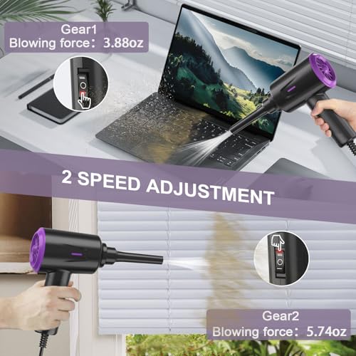Meudeen Air Duster - Compressed Air - 5.74 oz High Power Cleaning for Computer - PC - 2 Gear Air Blower (Black Purple) - Image 3