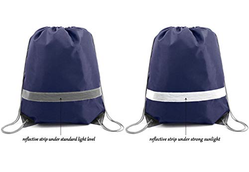 BeeGreen 30 Pieces Navy Blue Drawstring Backpacks Bulk, Reflective Gym String Bags DIY for Team Sports - Image 5
