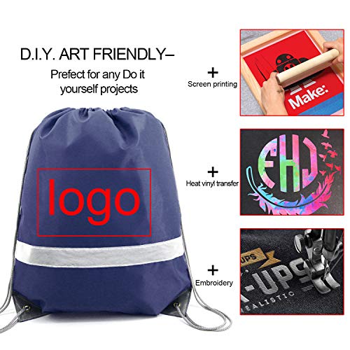 BeeGreen 30 Pieces Navy Blue Drawstring Backpacks Bulk, Reflective Gym String Bags DIY for Team Sports - Image 2