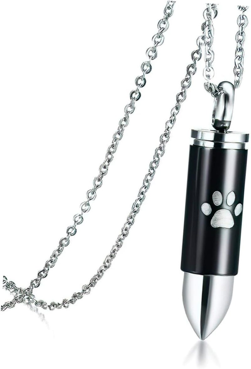 Totority Paw Print Commemorative Necklace Dog Ashes Necklace Pet Cremation Jewelry for Ashes - Image 1
