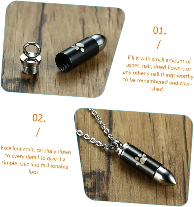 Totority Paw Print Commemorative Necklace Dog Ashes Necklace Pet Cremation Jewelry for Ashes - Image 2