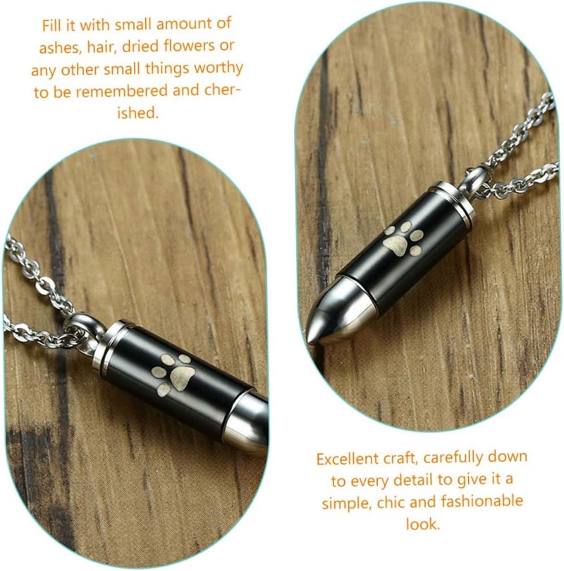 Totority Paw Print Commemorative Necklace Dog Ashes Necklace Pet Cremation Jewelry for Ashes - Image 3