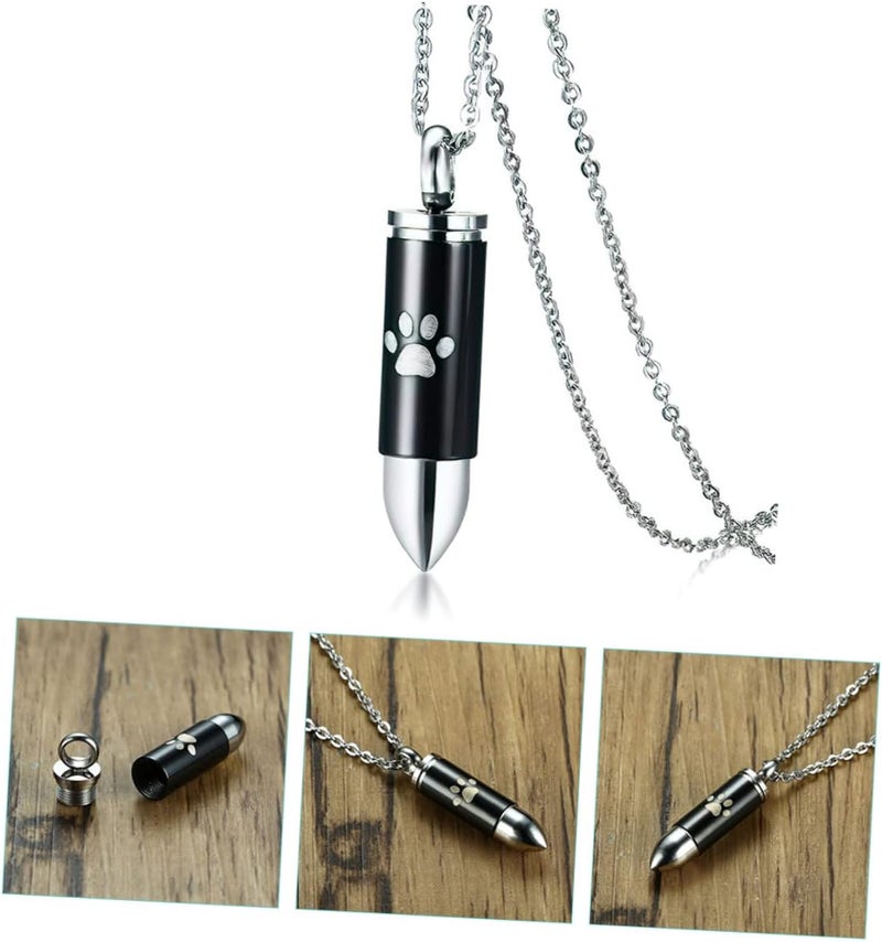 Totority Paw Print Commemorative Necklace Dog Ashes Necklace Pet Cremation Jewelry for Ashes - Image 4