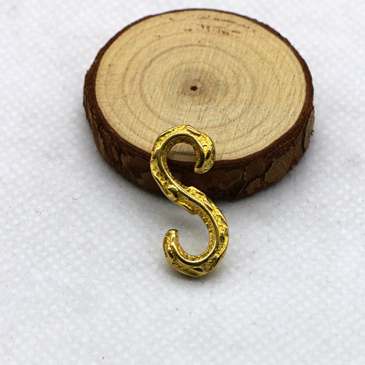 Vintage Brass s Hook Small Cloth Hook Leather Bracelet Connecting Accessories Mens and Womens Simple DIY Material Brass-C Bump S Hook 