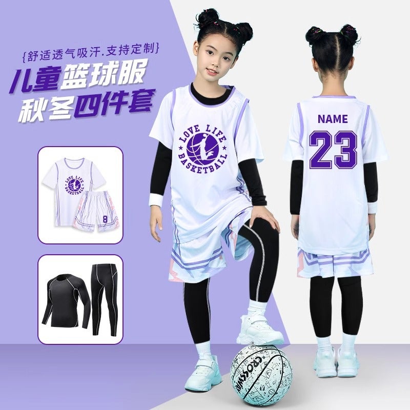 Kidsren'S Basketball Uniform Suit Boys Primary School Game Training Team Uniform Kidsren'S Professional Basketball Jersey Printed Number - Image 3