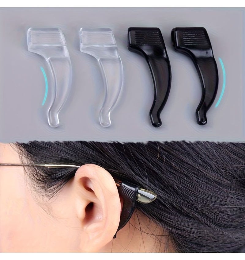 8Pc Black Anti Slip Glasses Temple Tips Soft Ear Hooks Retainer - Image 2