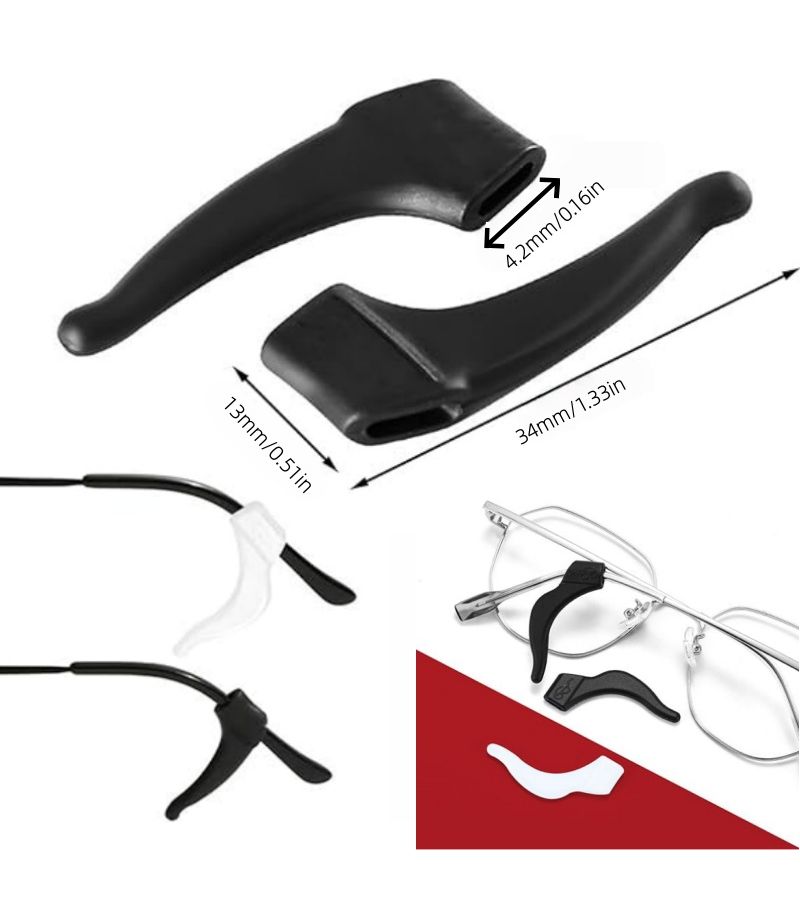 8Pc Black Anti Slip Glasses Temple Tips Soft Ear Hooks Retainer - Image 3