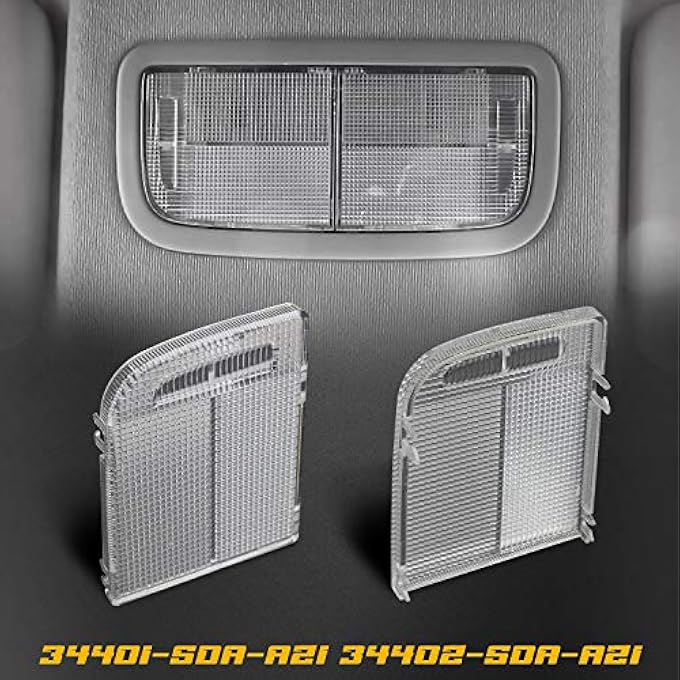 HERCOO Interior Dome Light Cover Roof Map Light Clear Lens Right Left Side Compatible With Honda Accord Civic CrV Fit HrV Insight Odyssey Ridgeline Without Sunroof Only Pack Of 2 - Image 2
