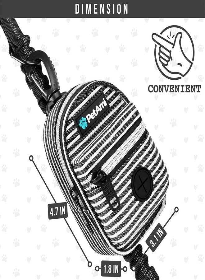 PetAmi Dog Poop Bag Holder for Leash, Dog Pet Waste Bag Dispenser For Poop With Clip, Doggy Puppy Walking Accessories Travel Camping, Dog Treat Pouch Supplies Must Have With Dog Bag Roll, Stripe Black - Image 5