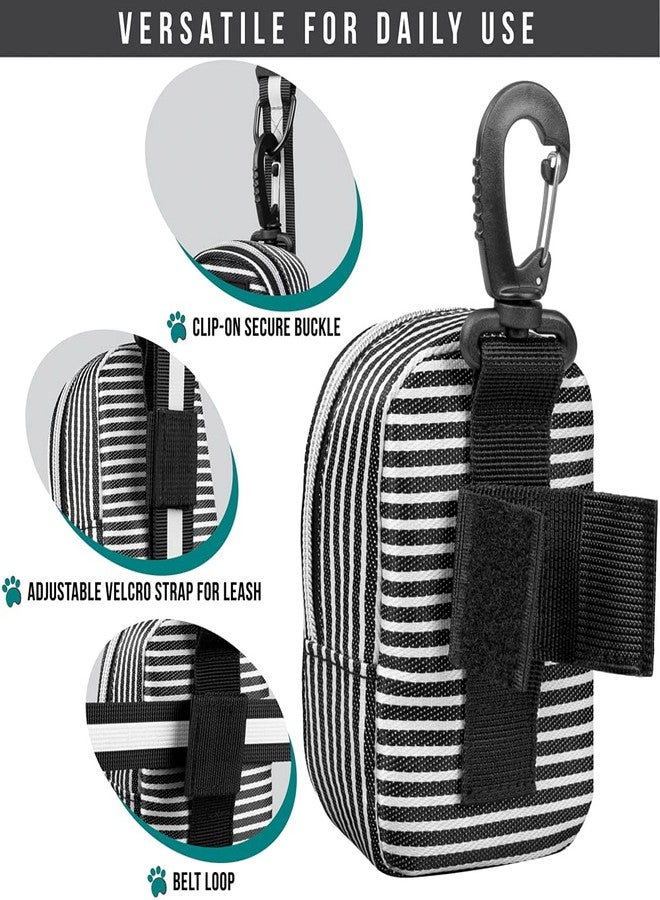 PetAmi Dog Poop Bag Holder for Leash, Dog Pet Waste Bag Dispenser For Poop With Clip, Doggy Puppy Walking Accessories Travel Camping, Dog Treat Pouch Supplies Must Have With Dog Bag Roll, Stripe Black - Image 4