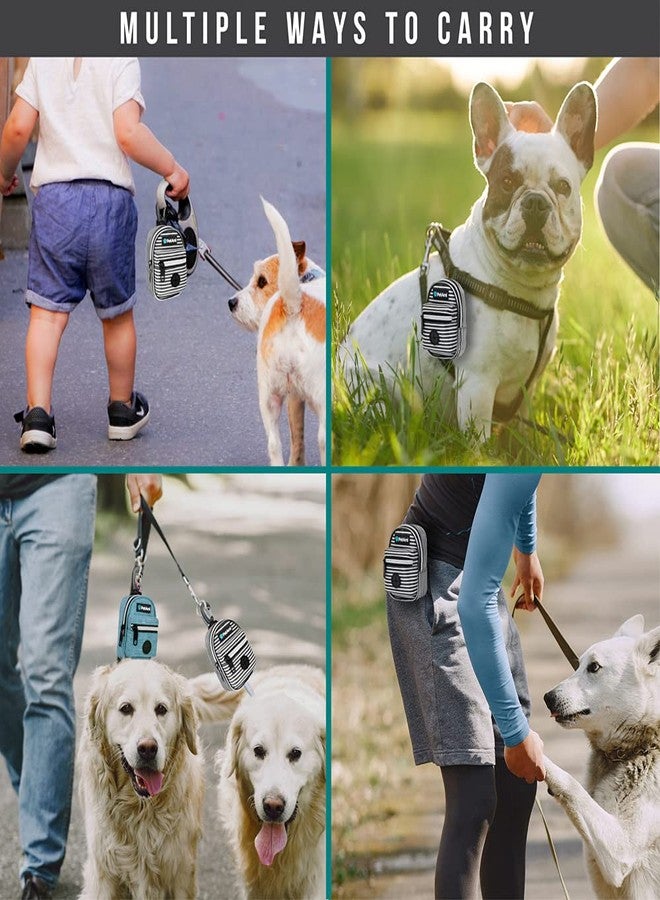 PetAmi Dog Poop Bag Holder for Leash, Dog Pet Waste Bag Dispenser For Poop With Clip, Doggy Puppy Walking Accessories Travel Camping, Dog Treat Pouch Supplies Must Have With Dog Bag Roll, Stripe Black - Image 2