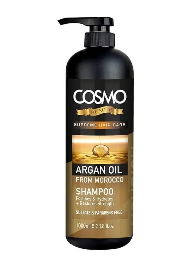 كوزمو شامبو بزيت الارجان المغربي للشعر التالف والمجهد خالي من السلفات ولبرابين 1000 مل - Image 1