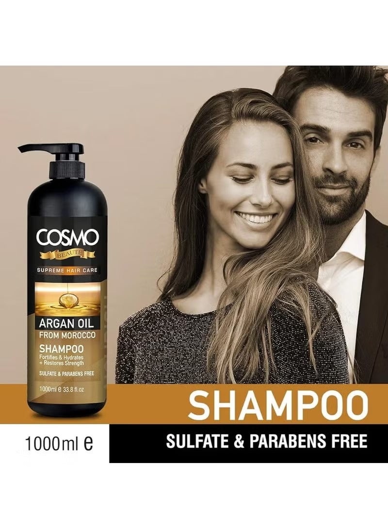 كوزمو شامبو بزيت الارجان المغربي للشعر التالف والمجهد خالي من السلفات ولبرابين 1000 مل - Image 2
