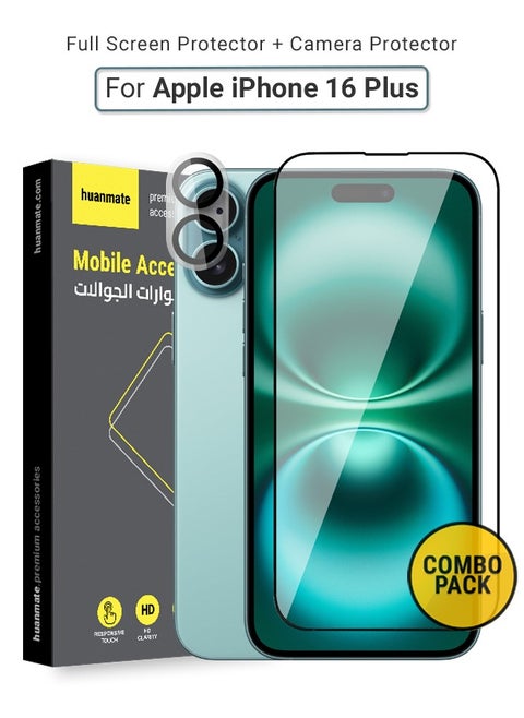 2 in 1 Apple iPhone 16 Plus Screen & Camera Protector - High Transparency Full Coverage Shield for Scratch & Impact Protection - Screen & Camera Protector for Apple iPhone 16 Plus