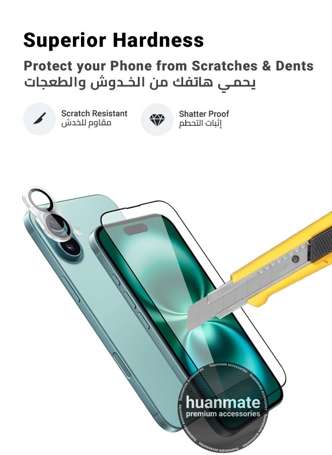 huanmate - 2 in 1 Apple iPhone 16 Plus Screen & Camera Protector - High Transparency Full Coverage Shield for Scratch & Impact Protection - Screen & Camera Protector for Apple iPhone 16 Plus - Image 1
