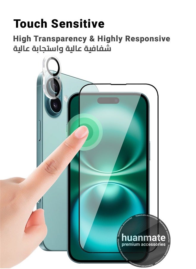 huanmate - 2 in 1 Apple iPhone 16 Plus Screen & Camera Protector - High Transparency Full Coverage Shield for Scratch & Impact Protection - Screen & Camera Protector for Apple iPhone 16 Plus - Image 1