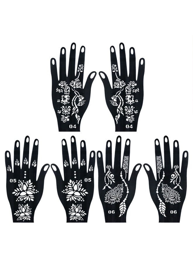 يوكانبي طقم ٦ قطع من قوالب تاتو الحناء – تصميمات يدوية منقوشة بالزهور والدانتيل، قوالب مجوفة قابلة لإعادة الاستخدام وسهلة التطبيق - Image 5