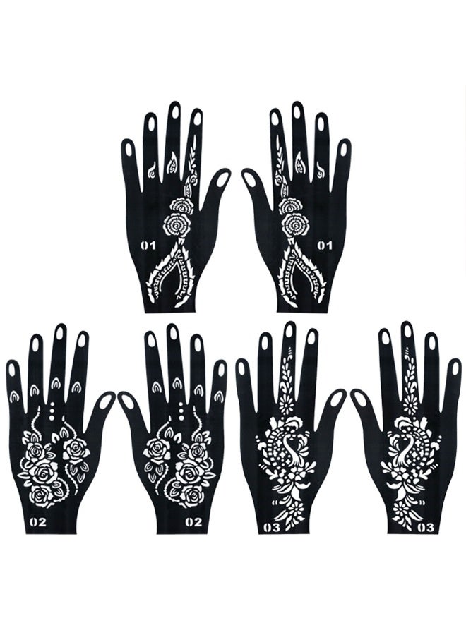 يوكانبي طقم ٦ قطع من قوالب تاتو الحناء – تصميمات يدوية منقوشة بالزهور والدانتيل، قوالب مجوفة قابلة لإعادة الاستخدام وسهلة التطبيق - Image 4