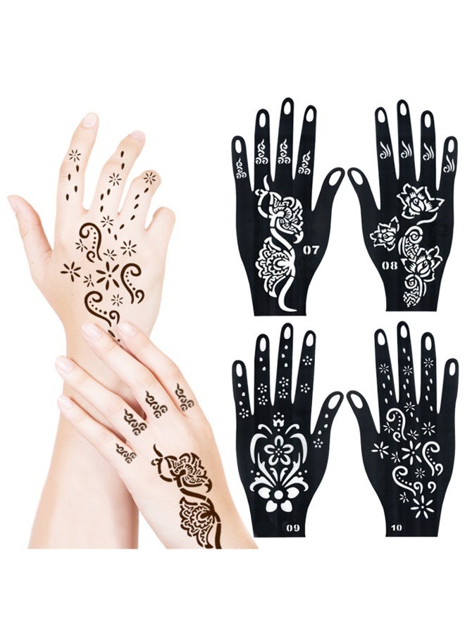 يوكانبي طقم ٦ قطع من قوالب تاتو الحناء – تصميمات يدوية منقوشة بالزهور والدانتيل، قوالب مجوفة قابلة لإعادة الاستخدام وسهلة التطبيق - Image 3