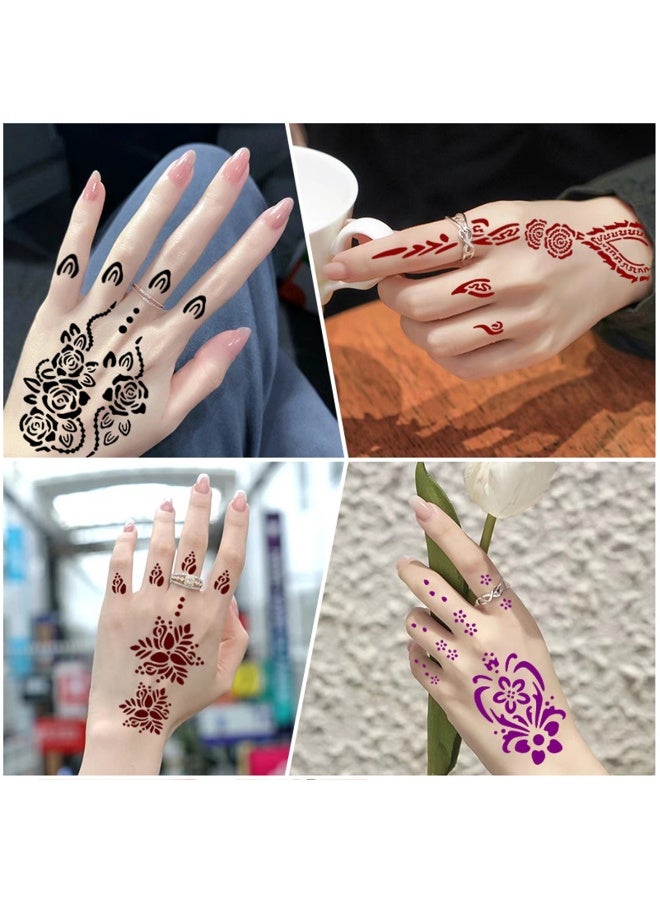 يوكانبي طقم ٦ قطع من قوالب تاتو الحناء – تصميمات يدوية منقوشة بالزهور والدانتيل، قوالب مجوفة قابلة لإعادة الاستخدام وسهلة التطبيق - Image 2