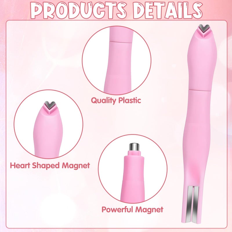 CYUXING 2Pcs 3 in 1 Cat Eye Nail Magnet, Versatile U-shaped Magnet Tool for Cat Eye Gel Polish Heart Shaped Round for Studio Home DIY Salon Multifunctional Accessories Pink - Image 3