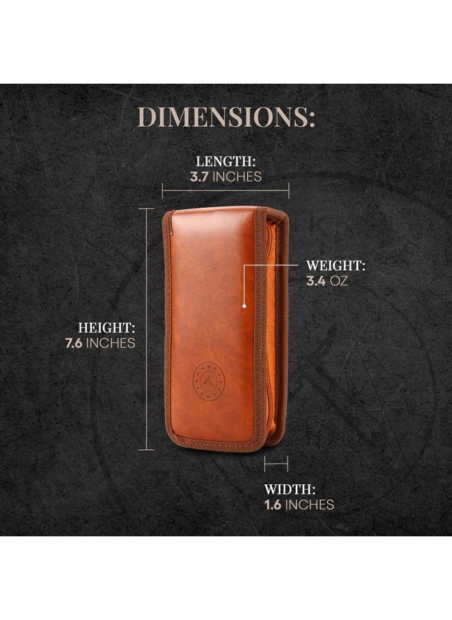 Naked Armor - Razor Travel Case - Safety Razor Case, Straight Razor Case, Disposable Razor Case, Elegant Travel Razor Case For Your Razor & Brush, Keeps Razor & Brush Clean, Travel In Style, Great Gift (Brown) - Image 1