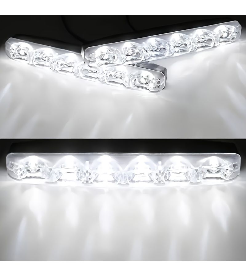 LED Daytime Running Lights 2pcs Car Fork Design 6 Bright LEDs Grid Decorative Lights - Image 3