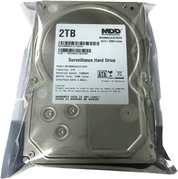 MDD MAXDIGITALDATA 2TB 32MB Cache 7200PM SATA 3.0Gb/s 3.5inch Internal Surveillance CCTV DVR Hard Drive (MD2000GSA3272DVR) (Renewed) - Image 2