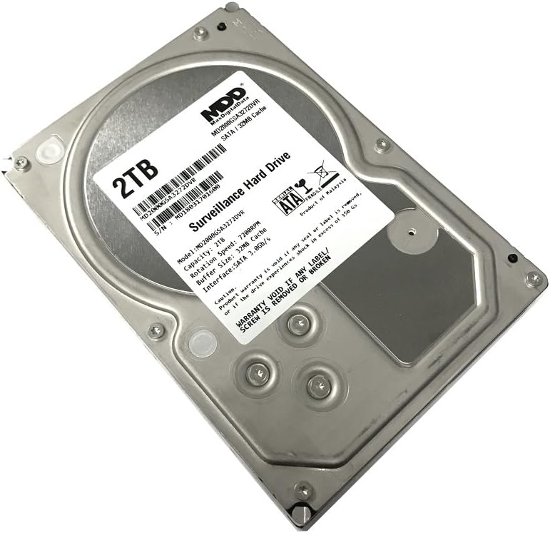 MDD MAXDIGITALDATA 2TB 32MB Cache 7200PM SATA 3.0Gb/s 3.5inch Internal Surveillance CCTV DVR Hard Drive (MD2000GSA3272DVR) (Renewed) - Image 1