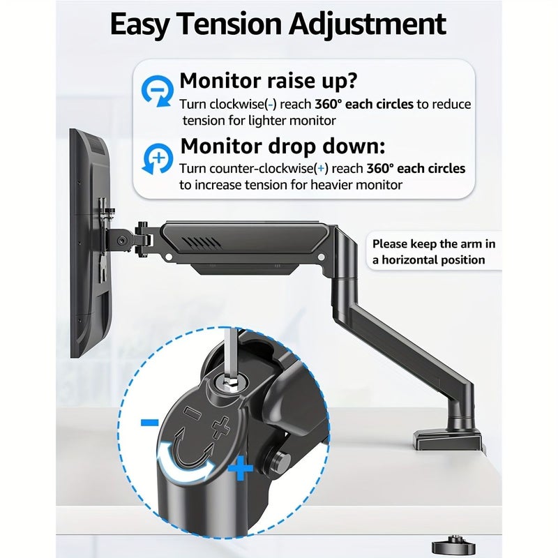 Dual Monitor Stand With 2 Arms For 13-32 Inch Screens Supports 19.9 Lbs Tilt Swivel VESA 75x75 100x100 Space Saving Design For Home And Office - Image 4