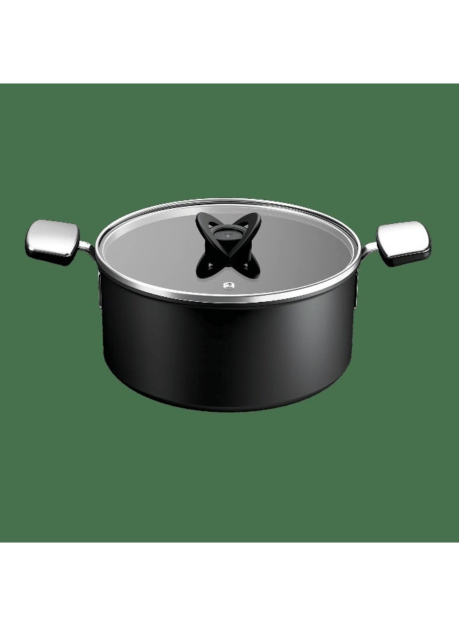 تيفال TEFAL Excellence+ Stewpot 24 cm + Lid | Stackable Design | Non-Stick | Induction Compatible | 4-5 People | G3284653 Black 24cm - Image 1