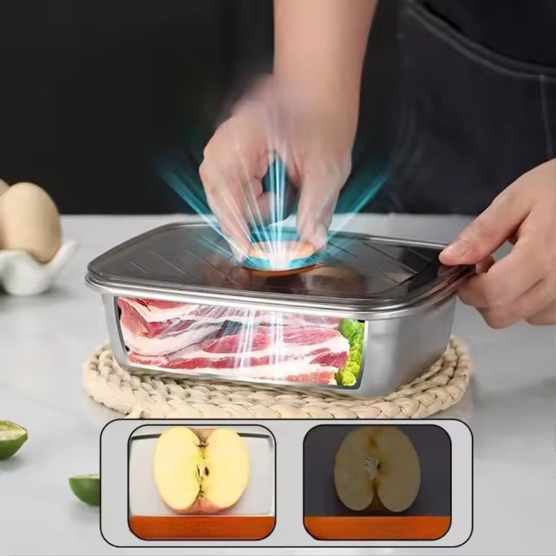 SOLIGT صندوق تخزين الثلاجة مارفي 316 من الفولاذ المقاوم للصدأ | حاويات تخزين الطعام، آمنة للطعام، مانعة للتسرب، منظم مطبخ | قفل النضارة، آمنة للاستخدام في الميكروويف والفريزر، فضي مع غطاء 1000 و 1500 مل (1 قطعة) - Image 4