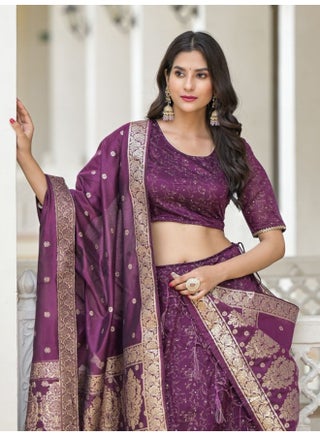 Violet Color Chanderi Lehenga Choli With Gold print - pzsku/Z038AD61565EAAF95D668Z/45/1751879657/29b5f5fb-682f-41ef-89f2-7c7eb79170a1