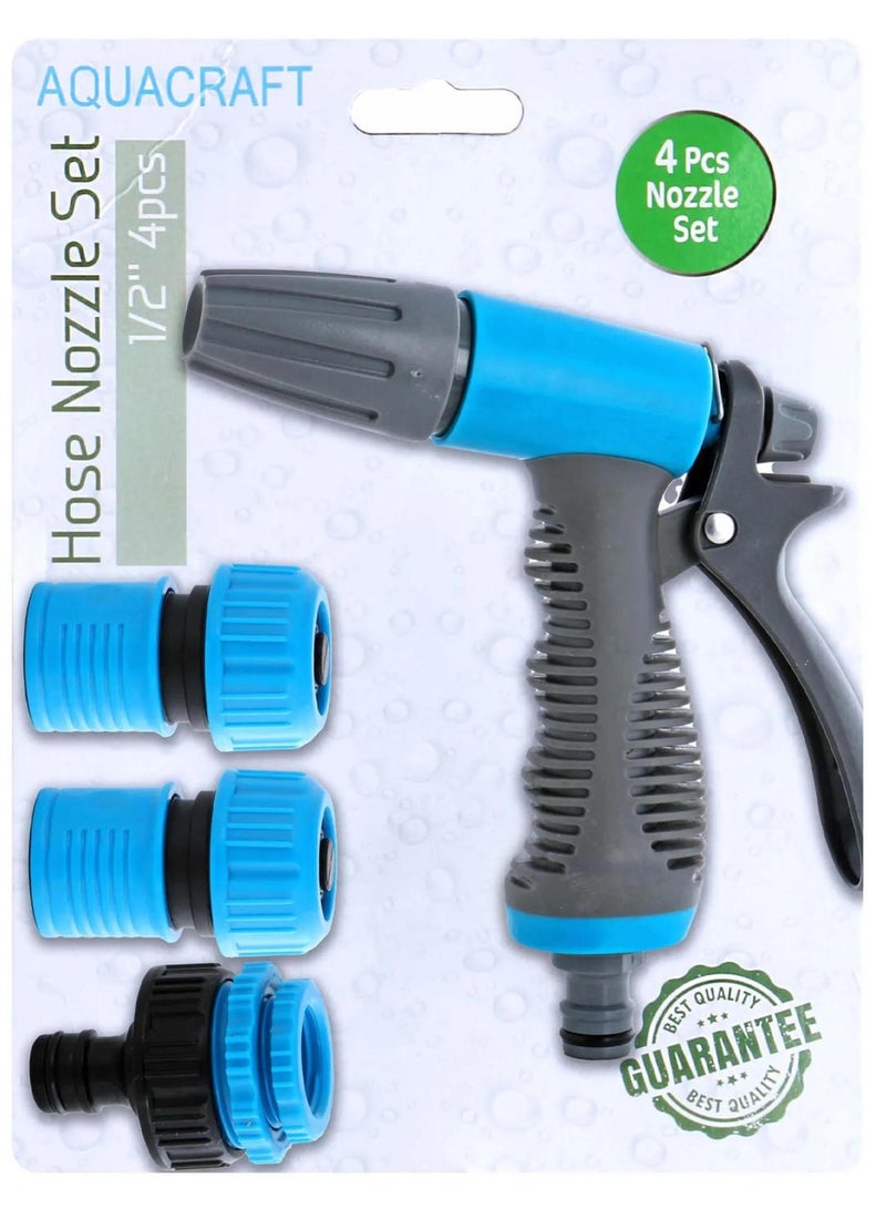 AQUA CRAFT Hose Nozle 4Pcs Set Yellow With Black Abs 1/2" - Image 1