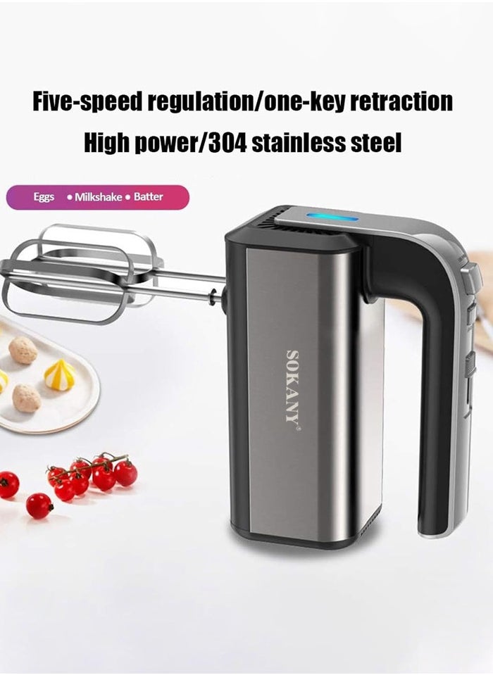 sokany 5 Speed Hand Mixer,800W Electric Whisk,High-Speed Mixing with  Turbo Function, Professional Handheld Mixer for Baking,Egg Beater,Includes Stainless Steel Beaters and Dough Hooks, CX-6651  - Image 3