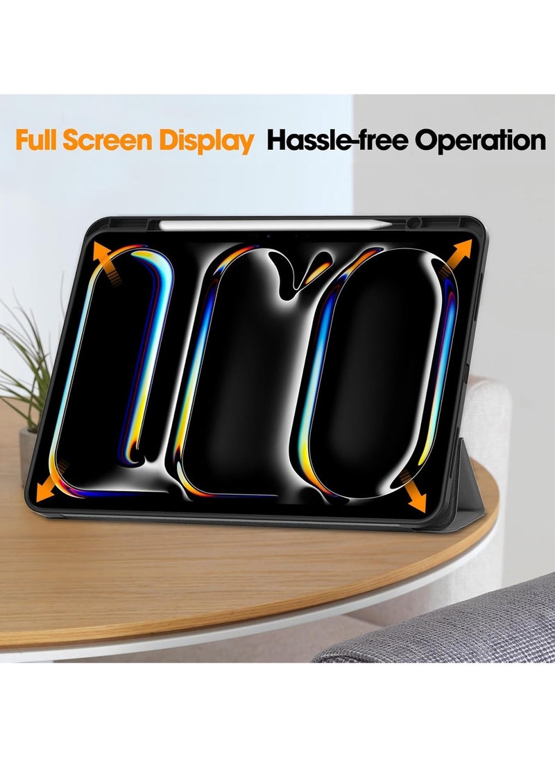 general Smart Tablet Case Compatible with iPad Pro 13 (2024) Smart Cover with Pencil Holder, Tri-Fold Back Shell Slim Stand Shockproof TPU Cover iPad Pro 13 (2024) Tablet - Image 4