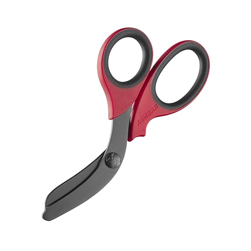 xShear® 7.5” Extreme Duty Trauma Shears - Black Titanium Coated Blades, The perfect scissors for the Paramedic, EMT, Nurse or any Emergency Healthcare Provider (Red/Black) - Image 1